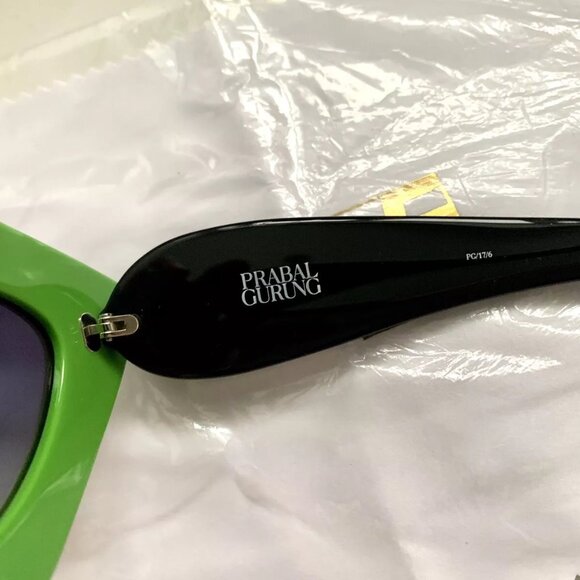 LINDA FARROW PRABAL GURUNG Cat Eye Pop Art White Green Geometric PG17 Sunglasses - Picture 7 of 12
